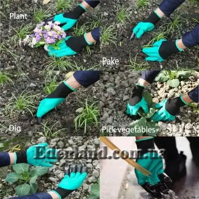 Изображение Водонепроницаемые садовые перчатки с пластиковыми когтями.